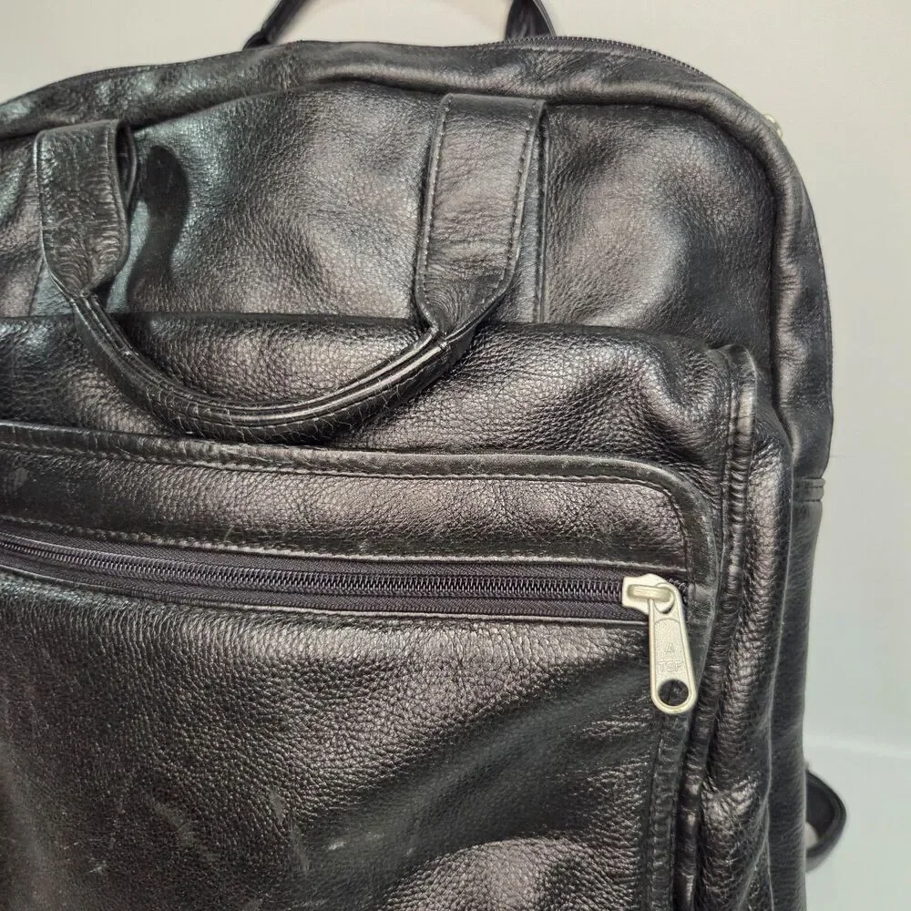 Vintage Wilsons Leather Pelle Studio Black Convertible Laptop Backpack Briefcase